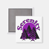 セレニティモダン引用文ブラックパープルムーンツリーズ マグネット (正面/裏面)