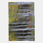 セレニティーイン金ゴールドとグリーン《植物》アスペン キッチンタオル (縦)