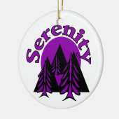 セレニティ引用文モダンブラックパープルムーンツリーズ セラミックオーナメント (左)