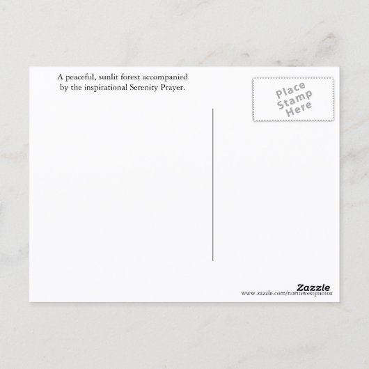 セレニティ感動的祈りの言葉サンライトフォレスト ポストカード (裏面)