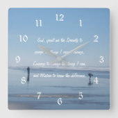 セレニティ感動的祈りの言葉ビーチウォーカーズ スクエア壁時計 (正面)