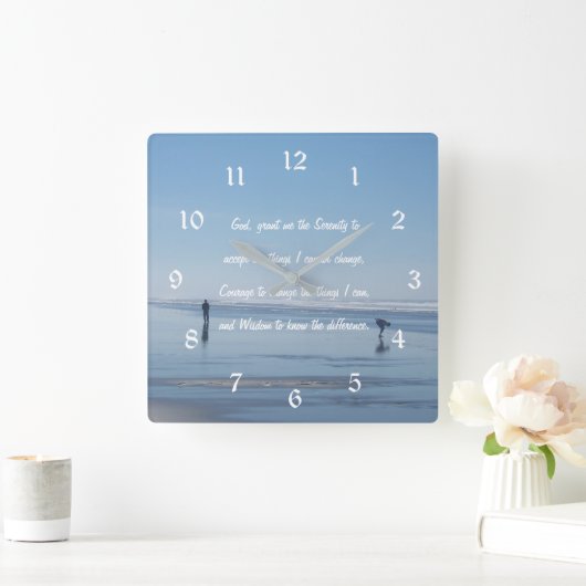 セレニティ感動的祈りの言葉ビーチウォーカーズ スクエア壁時計 (ホーム)