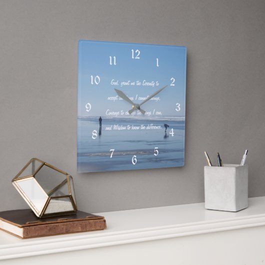 セレニティ感動的祈りの言葉ビーチウォーカーズ スクエア壁時計 (オフィス)