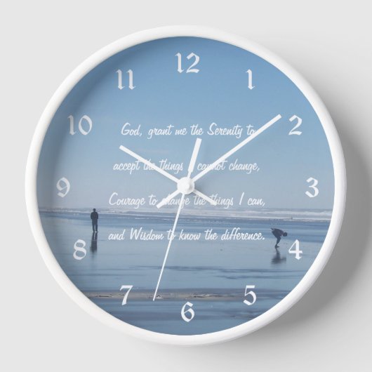 セレニティ感動的祈りの言葉ビーチウォーカーズ 壁時計 (正面)
