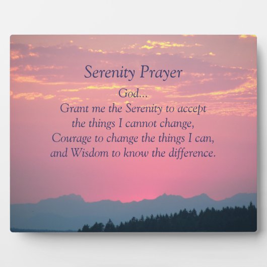 セレニティ感動的祈りの言葉ピンクサンセット フォトプラーク (正面)