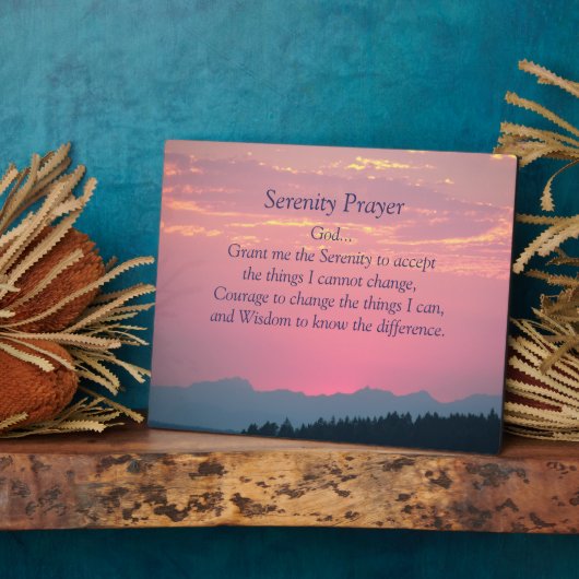 セレニティ感動的祈りの言葉ピンクサンセット フォトプラーク (側面)