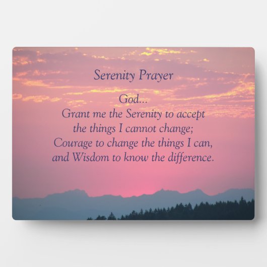 セレニティ感動的祈りの言葉ピンクサンセット フォトプラーク (正面)
