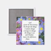 セレニティ祈りの言葉とピンクと青の花 マグネット (正面/裏面)