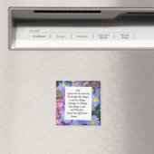 セレニティ祈りの言葉とピンクと青の花 マグネット (インサイチュ (食洗機))