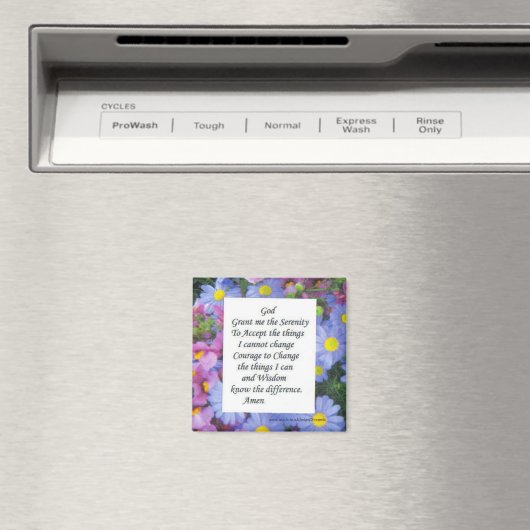 セレニティ祈りの言葉とピンクと青の花 マグネット (インサイチュ (食洗機))