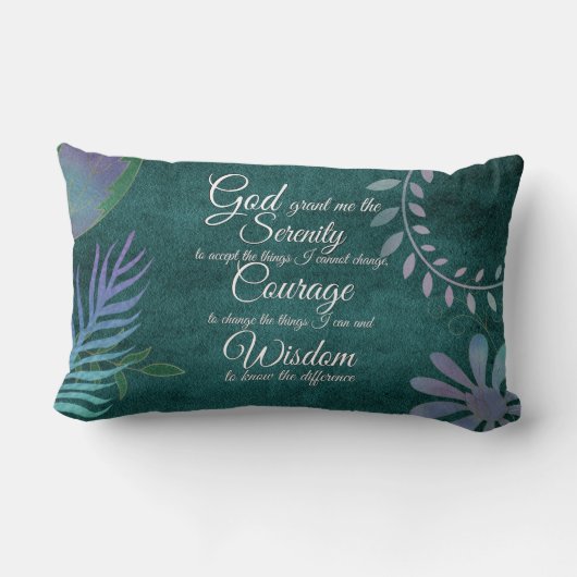 セレニティ祈りの言葉と蝶、虹色の花模様 ランバークッション (裏面)