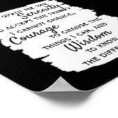 セレニティ祈りの言葉はっきりした引用文白黒 ポスター (角)