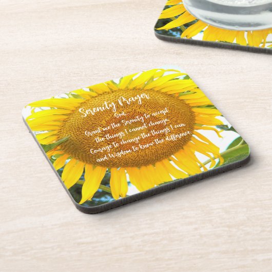 セレニティ祈りの言葉イエローサンフラワーフローラ コースター (左側)