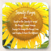 セレニティ祈りの言葉イエローサンフラワーフローラ コースター (正面)