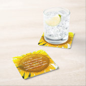 セレニティ祈りの言葉イエローサンフラワーフローラ スクエアペーパーコースター (インサイチュ)