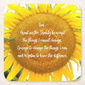 セレニティ祈りの言葉イエローサンフラワーフローラ スクエアペーパーコースター (正面)
