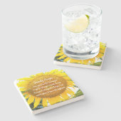 セレニティ祈りの言葉イエローサンフラワーフローラ ストーンコースター (横)