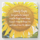 セレニティ祈りの言葉イエローサンフラワーフローラ ストーンコースター (正面)