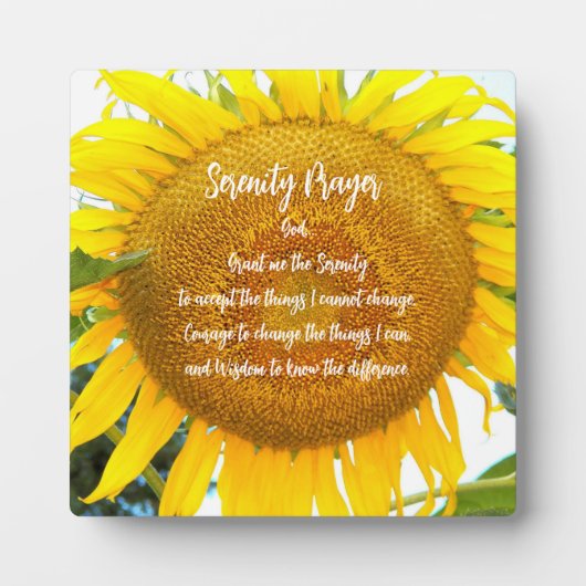 セレニティ祈りの言葉イエローサンフラワーフローラ フォトプラーク (正面)