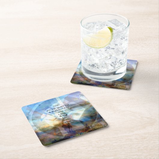 セレニティ祈りの言葉インスパイアウィズアやる気を起こさせるート スクエアペーパーコースター (インサイチュ)