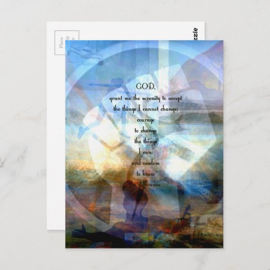 セレニティ祈りの言葉インスパイアウィズアやる気を起こさせるート ポストカード (正面/裏面)