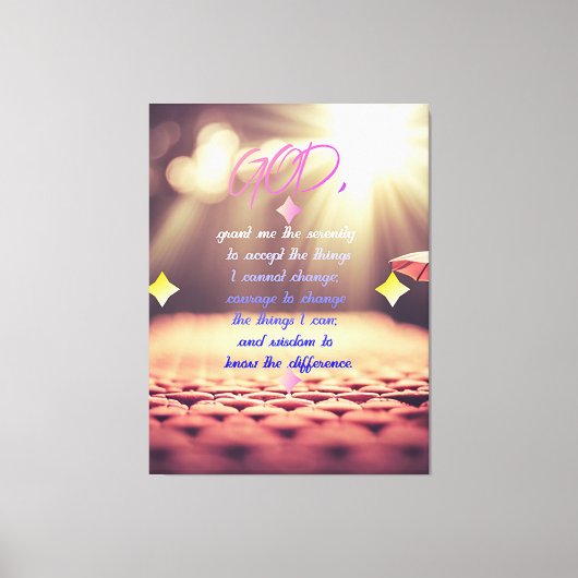 セレニティ祈りの言葉インスパイアウィズクリスチャンアート キャンバスプリント (正面)