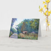 セレニティ祈りの言葉インパープルブルーグリーンオレンジ カード (黄色い花)