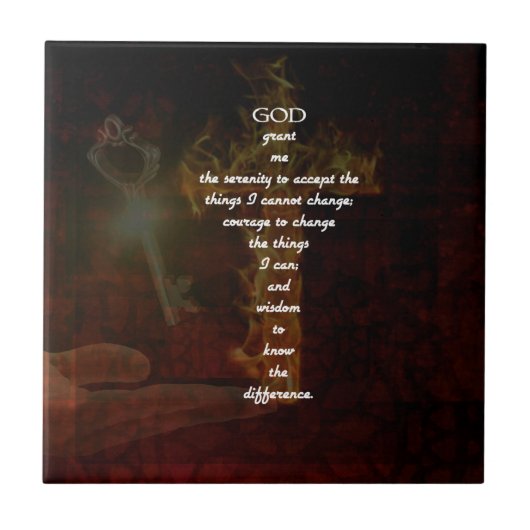 セレニティ祈りの言葉ウィズビューティフルクリスチャンアート タイル (正面)