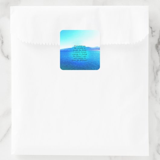 セレニティ祈りの言葉ウィズブルー海とアメージングスカイ スクエアシール (バッグ)