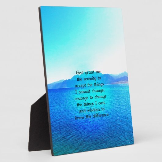 セレニティ祈りの言葉ウィズブルー海とアメージングスカイ フォトプラーク (側面)
