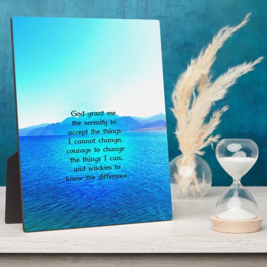セレニティ祈りの言葉ウィズブルー海とアメージングスカイ フォトプラーク (側面)