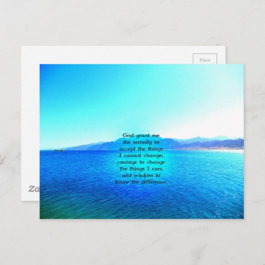 セレニティ祈りの言葉ウィズブルー海とアメージングスカイ ポストカード (正面/裏面)