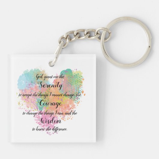 セレニティ祈りの言葉ウォーターカラースクエアキーチェーン キーホルダー (裏面)