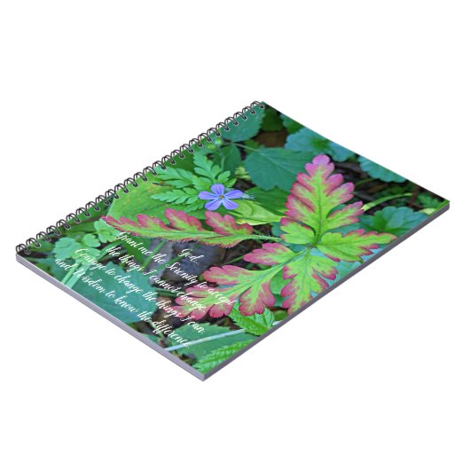 セレニティ祈りの言葉ウッドランドプラントフローラ ノートブック (左側)