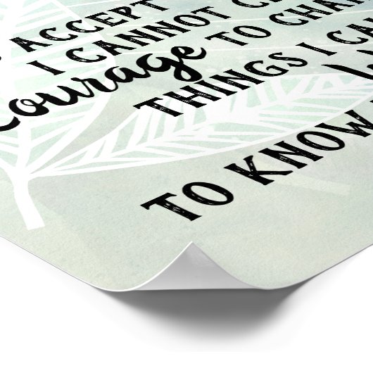 セレニティ祈りの言葉エレガント引用文水彩デザイン ポスター (角)