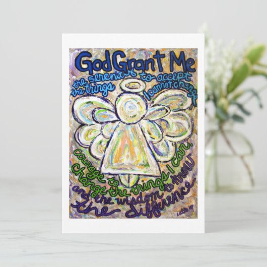 セレニティ祈りの言葉エンジェルアート招待状または招待状 招待状 (スタンド正面)