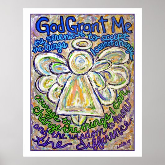 セレニティ祈りの言葉エンジェルポスター（ホワイトエッジ） ポスター (正面)