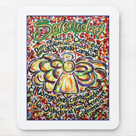 セレニティ祈りの言葉エンジェルマウスパッド マウスパッド (正面)