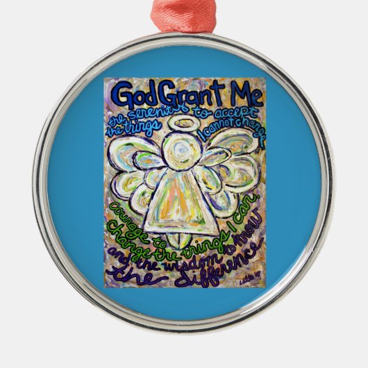 セレニティ祈りの言葉エンジェル絵を描アートオーナメントチャーム メタルオーナメント (正面)