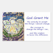 セレニティ祈りの言葉エンジェル絵画アートステッカー 長方形シール (正面)