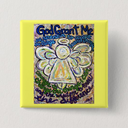 セレニティ祈りの言葉エンジェル絵画アートズペンダント 缶バッジ (正面)