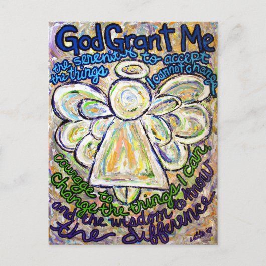 セレニティ祈りの言葉エンジェル絵画ズアートポストカード ポストカード (正面)