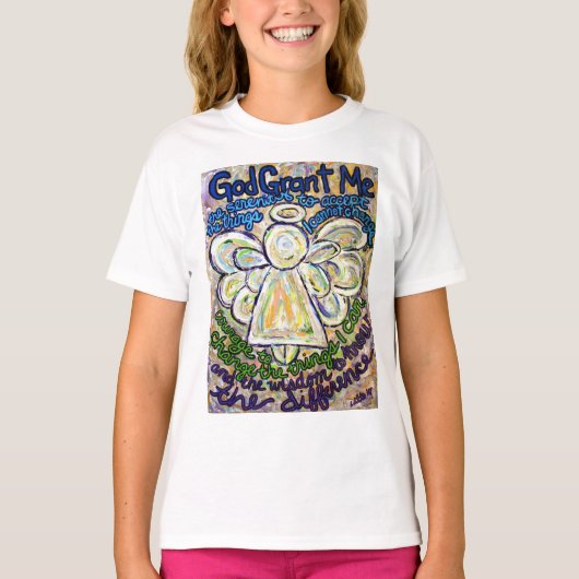 セレニティ祈りの言葉エンジェルTシャツ(ダブルエンジェル) Tシャツ (正面)