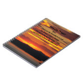 セレニティ祈りの言葉オレンジサンセットフォトノートブック ノートブック (左側)