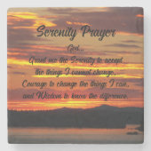 セレニティ祈りの言葉オレンジサンセットランドスケープ ストーンコースター (正面)