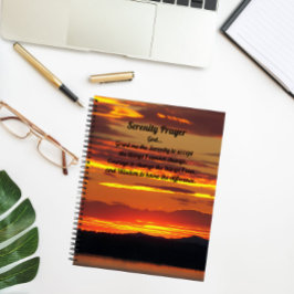 セレニティ祈りの言葉オレンジサンセットランドスケープ ノートブック