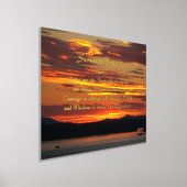 セレニティ祈りの言葉オレンジサンセットランドスケープ 箔ポスター (レイダウン)