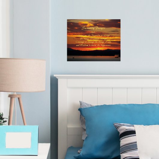 セレニティ祈りの言葉オレンジサンセットランドスケープ 箔ポスター (インサイチュ (寝室))