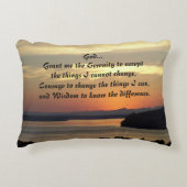 セレニティ祈りの言葉オレンジシースケープサンセットフォト アクセントクッション (正面)