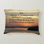 セレニティ祈りの言葉オレンジシースケープサンセットフォト アクセントクッション (裏面)